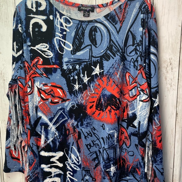 Rouge Blue and Red Graphic Blouse size 3X - Picture 1 of 7